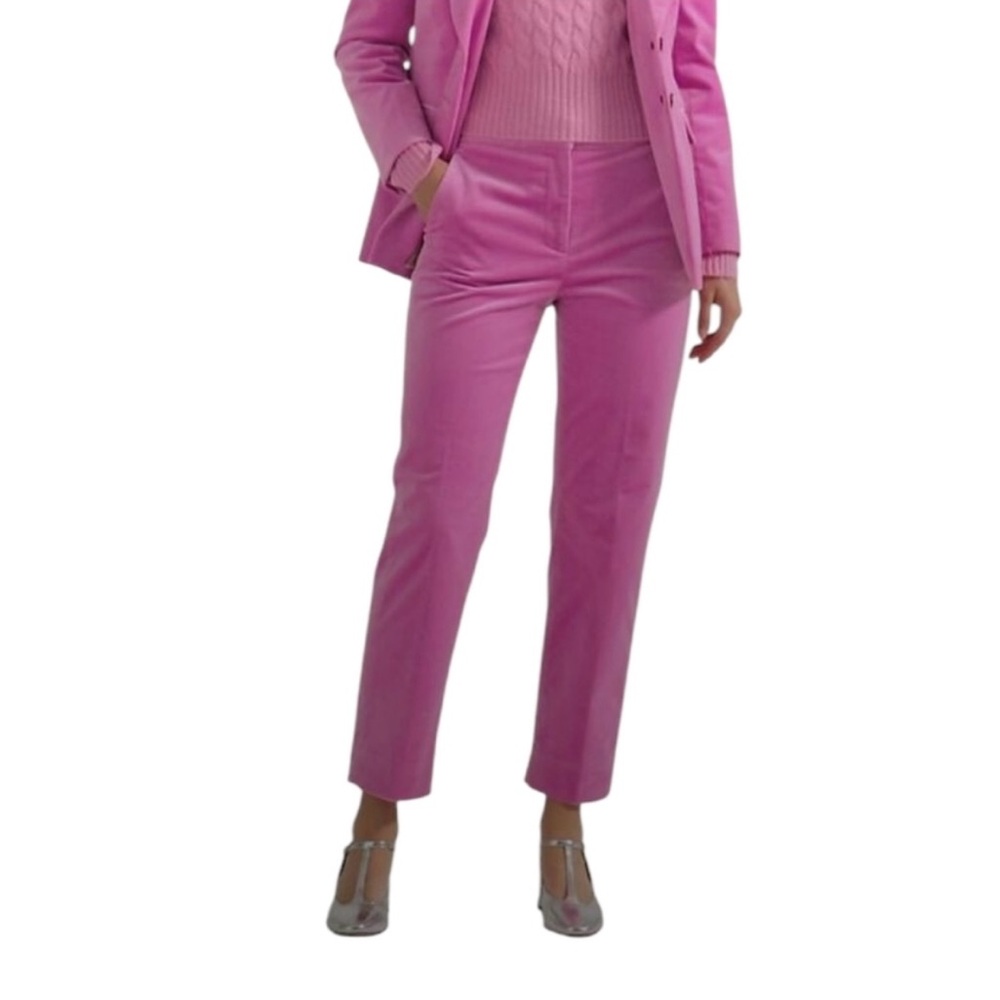 J.Crew Kate Stretch Velvet Straight Leg Pants Pink/Pressed Dahlia Size Zero